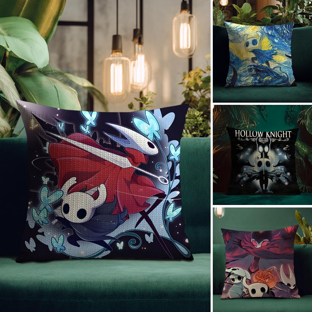 Игровой H-Hollow Knight Наволочка Натуральный Лен Чехол на Подушку Двусторонний Принт Декоративная Наволочка для Дивана Домашний Декор Подарок