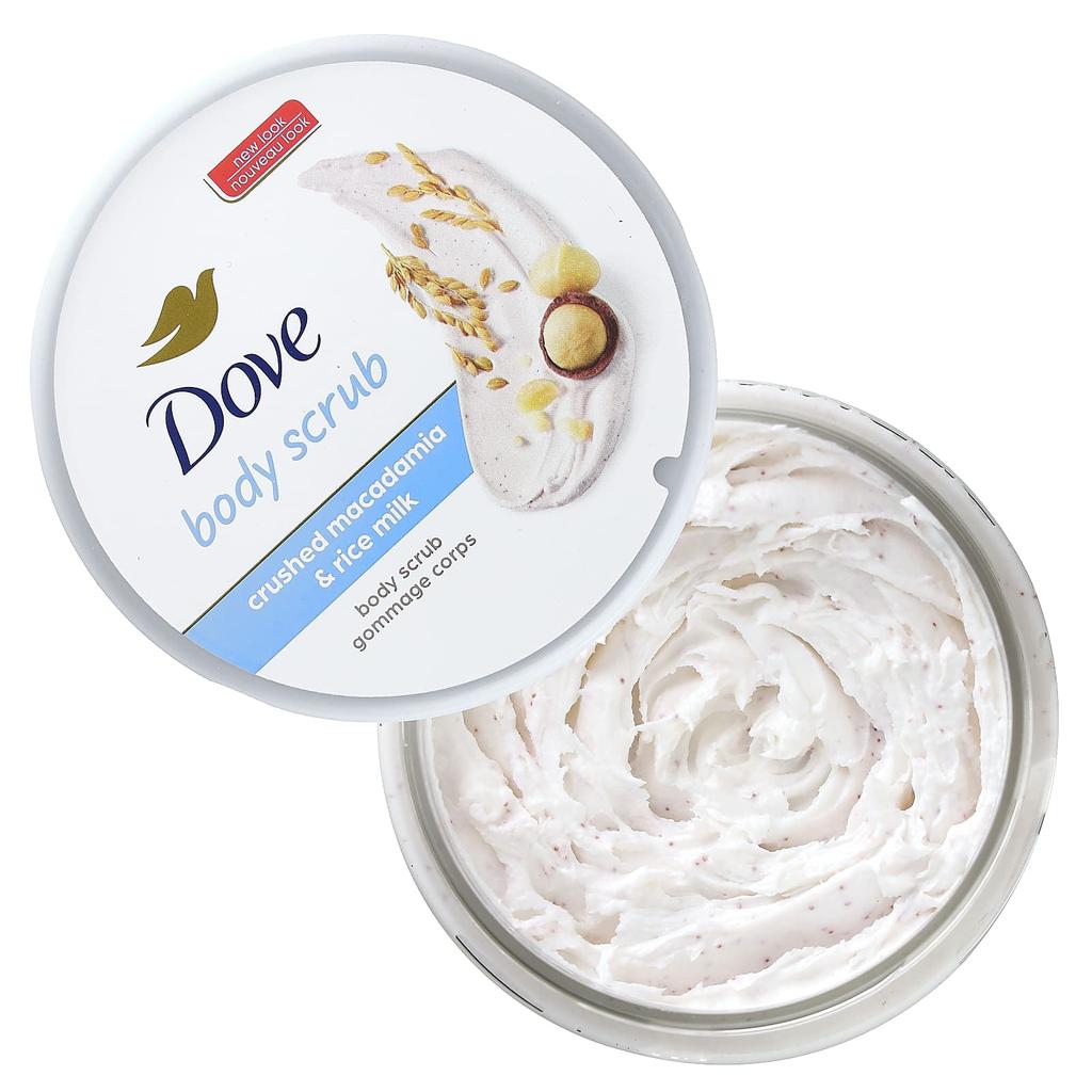 DOVE Exfoliating Body Polish, Crushed Macadamia and Rice Milk, 10.5 Oz (298 G)