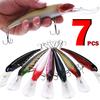 Fishing Bait 7Pcs Popper Lures 3D Eyes Bass Fishing Baits Sharp Hooks Minnow Lure -Sougayilang