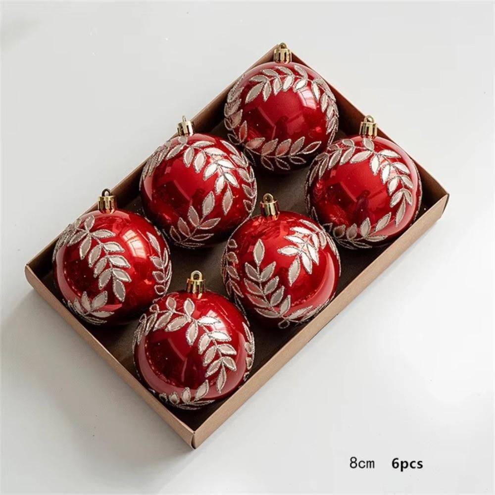 6pcs/set WillowLeaf Design Ball Ornaments Hanging Ball Decoration Christmas Party