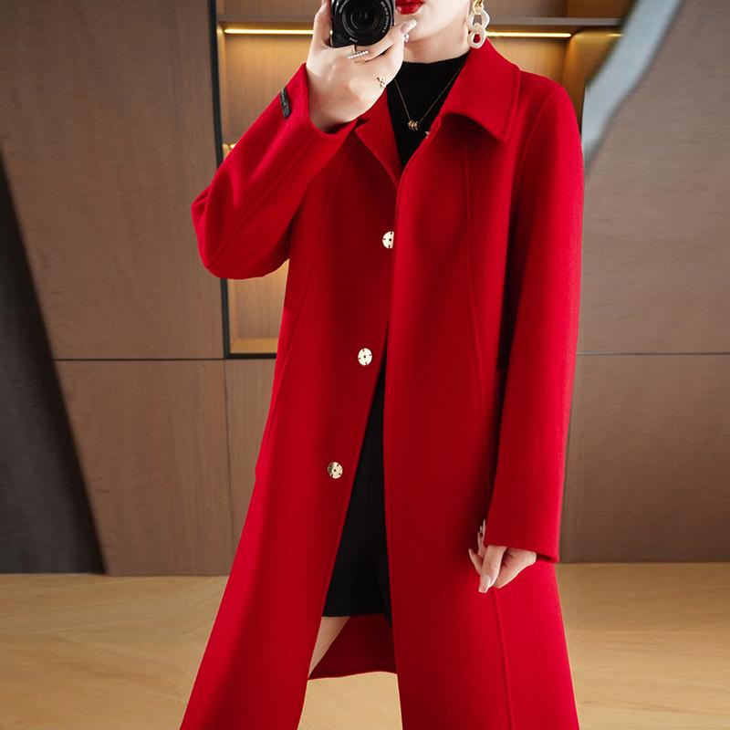 Женское пальто из 100% шерсти TIDENOVEL Осеннее шерстяное длинное пальто Ручной работы Пальто-бушлат Зимняя теплая шерстяная длинная куртка Пальто