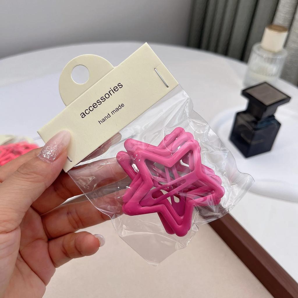 5 шт., шпильки-невидимки для девочек в виде звездочек конфетного цвета, крутые металлические заколки для волос в виде пентаграммы для девочек, аксессуары для головных уборов в стиле Харадзюку