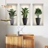 3Pcs/Set Wall Stickers Self Adhesive Screen Layout PVC Durable Vivid Flower Vase Wall Stickers Home Decor
