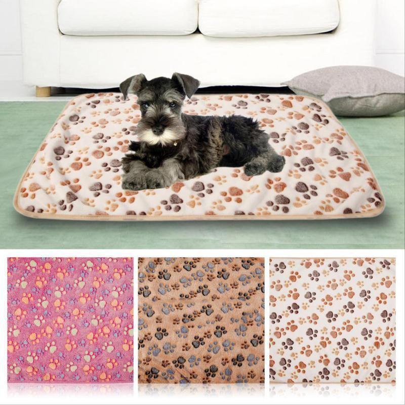 Print Paw Pet Soft Blanket Dog Cat Beds Coral Fleece Mat Warm Pets Products