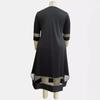 Plus Size Women's Black Stretch Knit Mesh Stitching Mid Length Dress