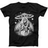 Bigfoot Alien And UFO In Forest Night Believe Funny Gift Black T Shirt 226