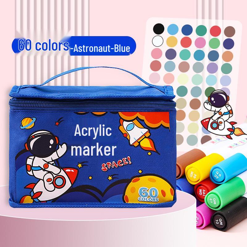 60-Color Acrylic Brush Markers Set - Opaque, Layerable, Waterproof, DIY Graffiti Pens for Kids