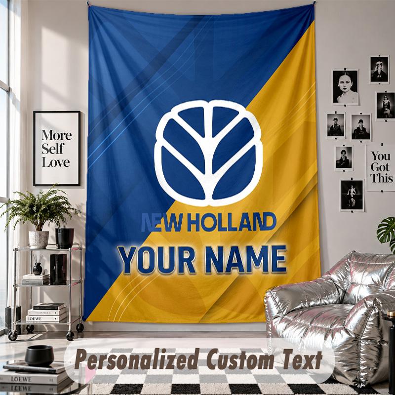 Wall Hanging Tapestry With Custom Name & Text, New Holland Decorative Tapestry For Bedroom