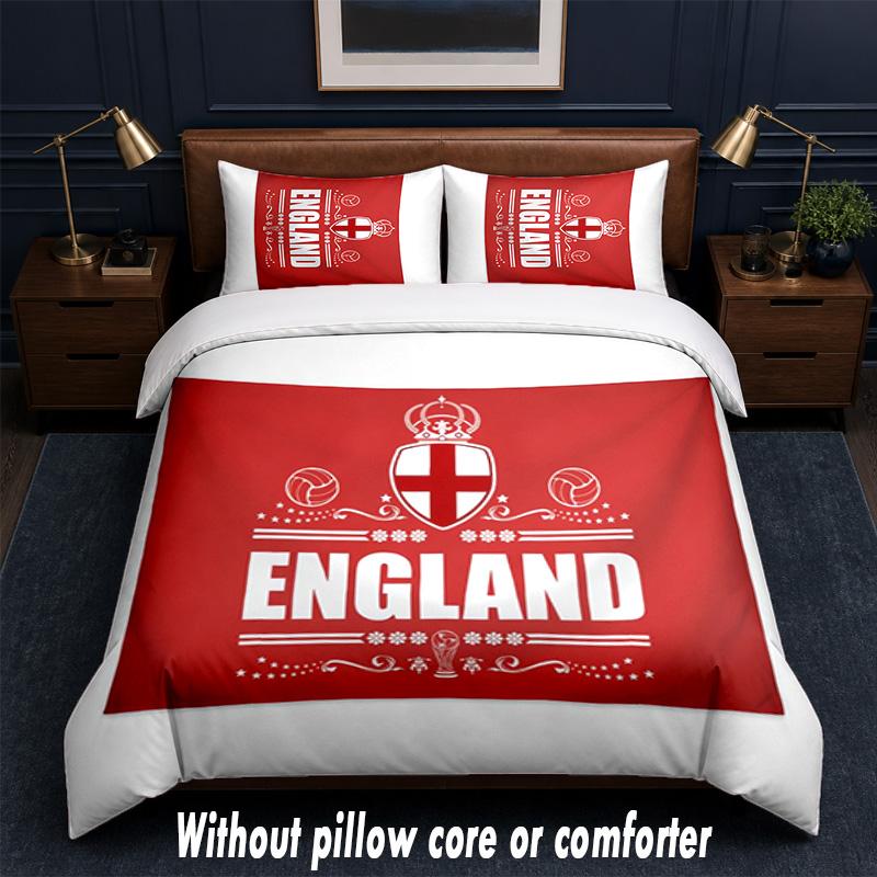 England national football team Design Bed Bedding Set 1 Duvet Cover + 2 Pillowcases Soft Breathable Household Bed Linens