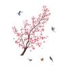 2 листа/комплект, стикер на стену с цветочным деревом, розовый цветок, птица, водонепроницаемый, съемный из ПВХ, для гостиной, спальни, современное настенное художественное украшение, наклейка