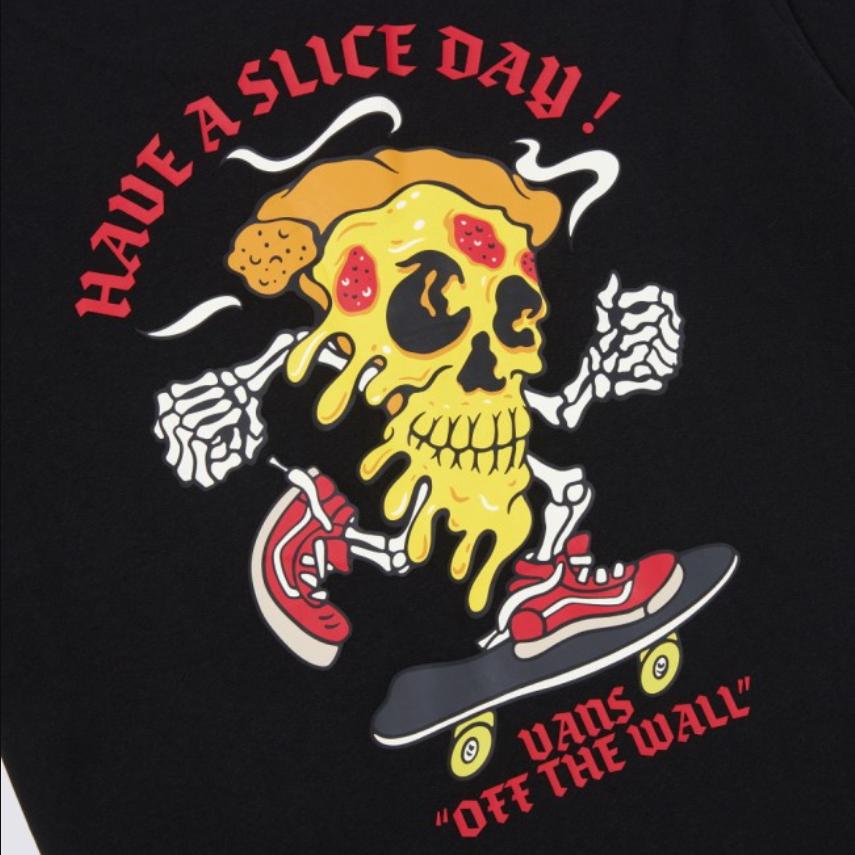 Vans Betterbirth Pizza Gfx свободный крой дышащий принтованный круглый вырез пуловер короткий рукав футболка мужские футболки черный VN000GRYBLK1