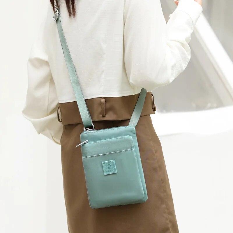 Женская цветная сумка через плечо, квадратная сумка для телефона, многослойная нейлоновая ткань, сумки для монет, держатель для туалетных принадлежностей, сумки через плечо