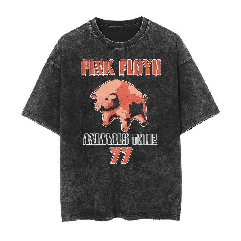 Pink Floyd Сторона Луны Призма Радуга Треугольник Графика Винтажный Кислотная стирка Потертый Оверсайз Классическая Рок-группа Ретро 90-е Бутлег