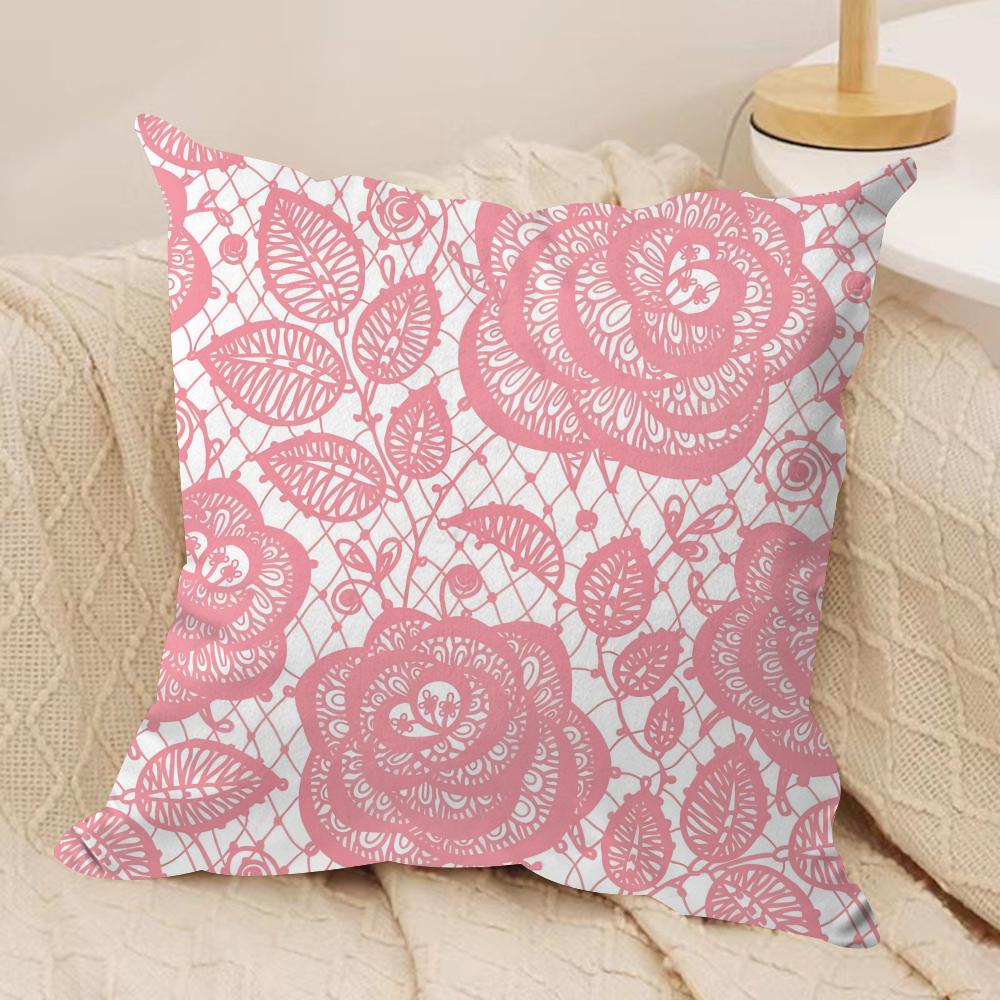 Lace Flower Cushion Cover Soft Plush Fabric DoubleSided Printed Cushion Covers for All Seasons Modern Home Decor