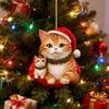 Рождественский кулон 2D акриловый кот в рождественской шляпе шарм подвеска для автомобиля украшение усилитель праздничной атмосферы