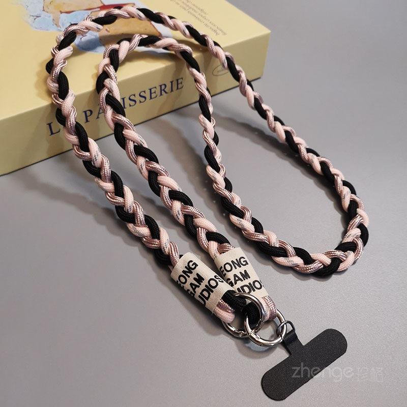 Crossbody ponytail mobile phone lanyard female ins simple fashion back rope strap long outdoor mountaineering anti-lost rope