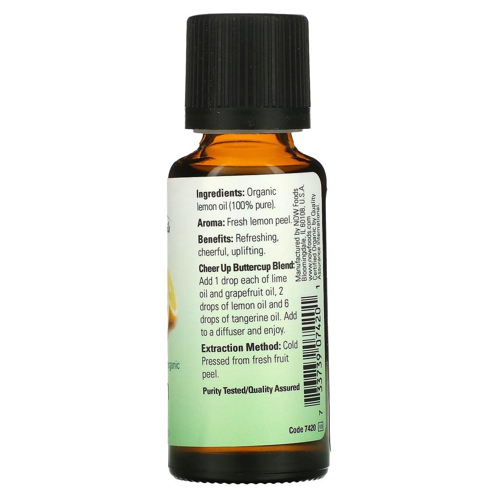 Now Foods Organic Essential Oils, Lemon, 1 Fl Oz (30 Ml)