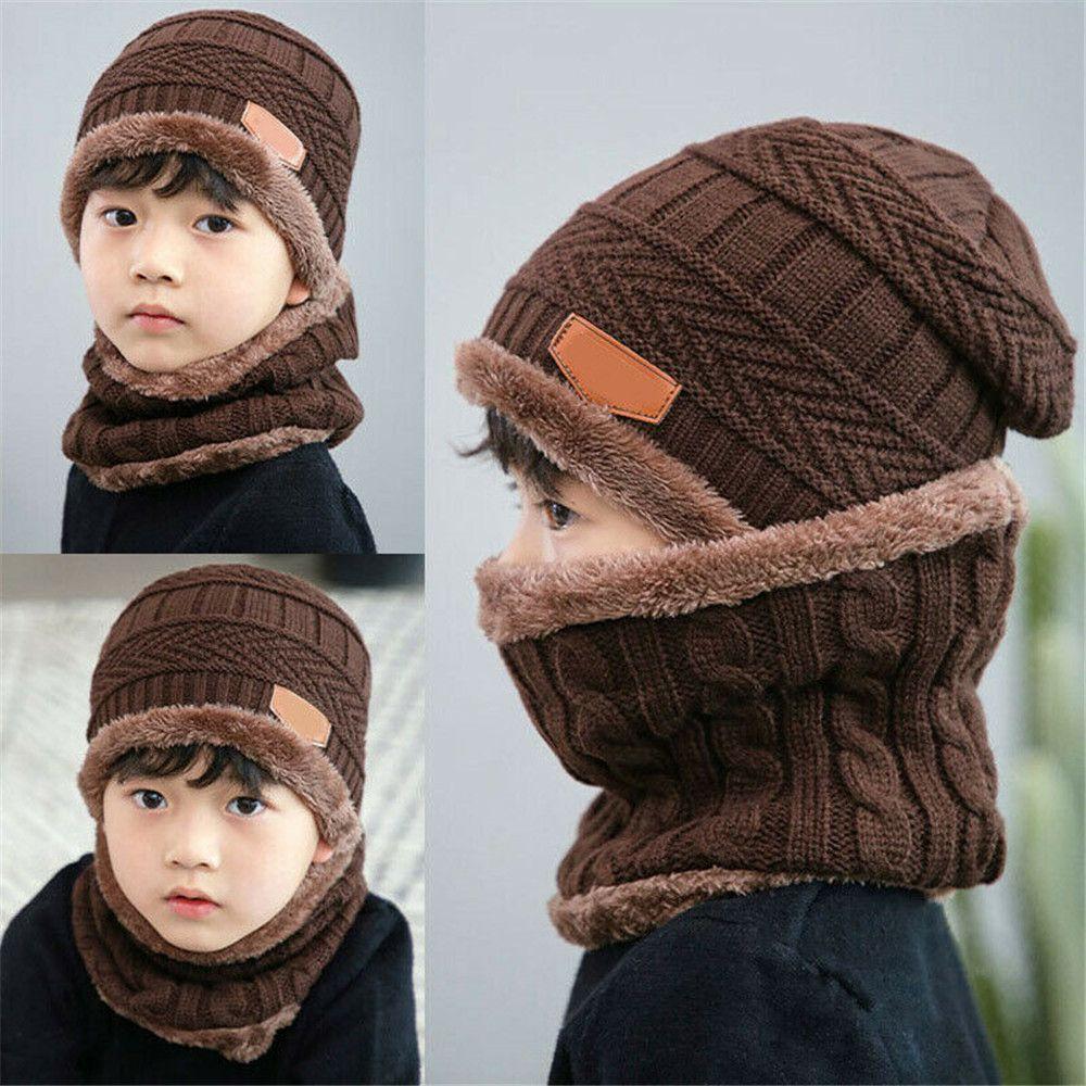 Winter Fleece Soft Neck Scarf Cap Knitted Hat Balaclava Beanie Hat Scarf