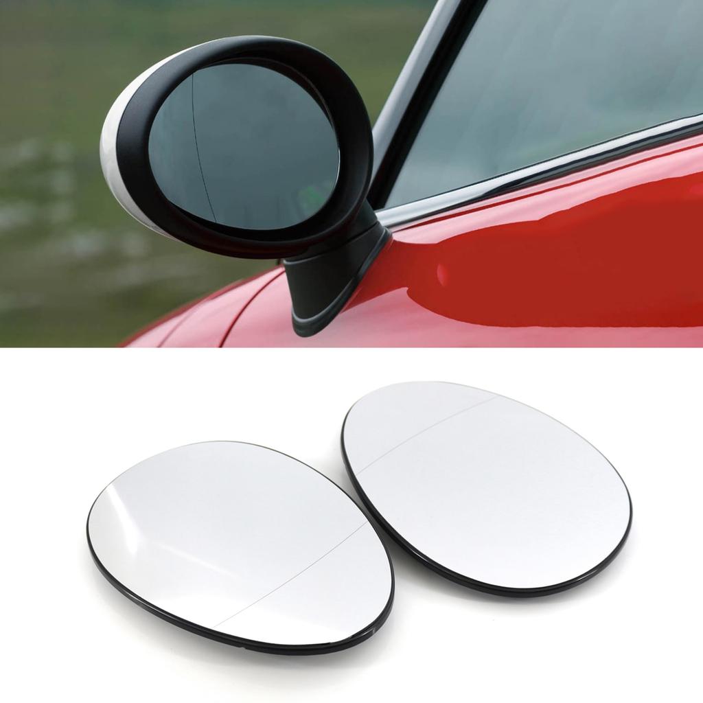 Rearview Mirror Glass with Clip Replacement for BMW Mini R55 R56 R57 2007 To 2014 2pcs Heated Left