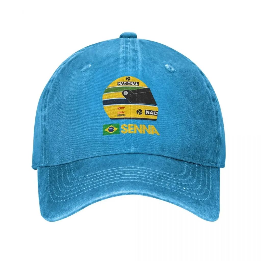Ayrton Senna Racing Cars Merch Мужская и женская бейсболка из потертого денима, классическая кепка для тренировок на открытом воздухе, солнцезащитная кепка