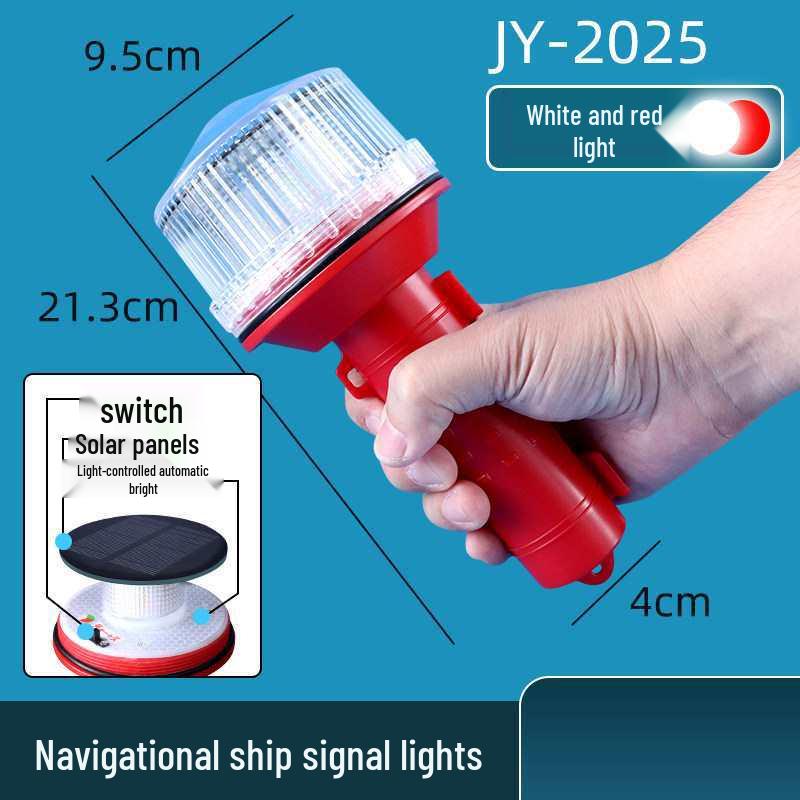 Marine LED Solar-Powered Three-Color Navigation and Warning Light