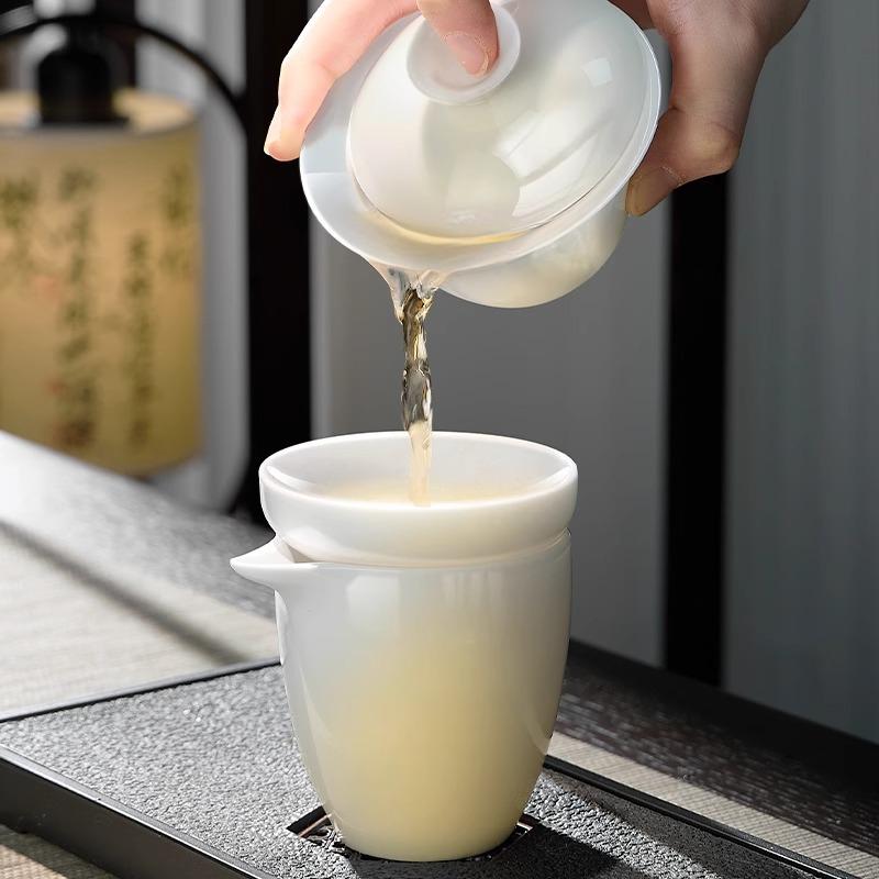 Сахарный жир нефритовый покров чаша три таланта не горячие, парящая белая фарфоровая чайная чаша бытовая высококлассная чайная чашка набор для чая кунг-фу чайник