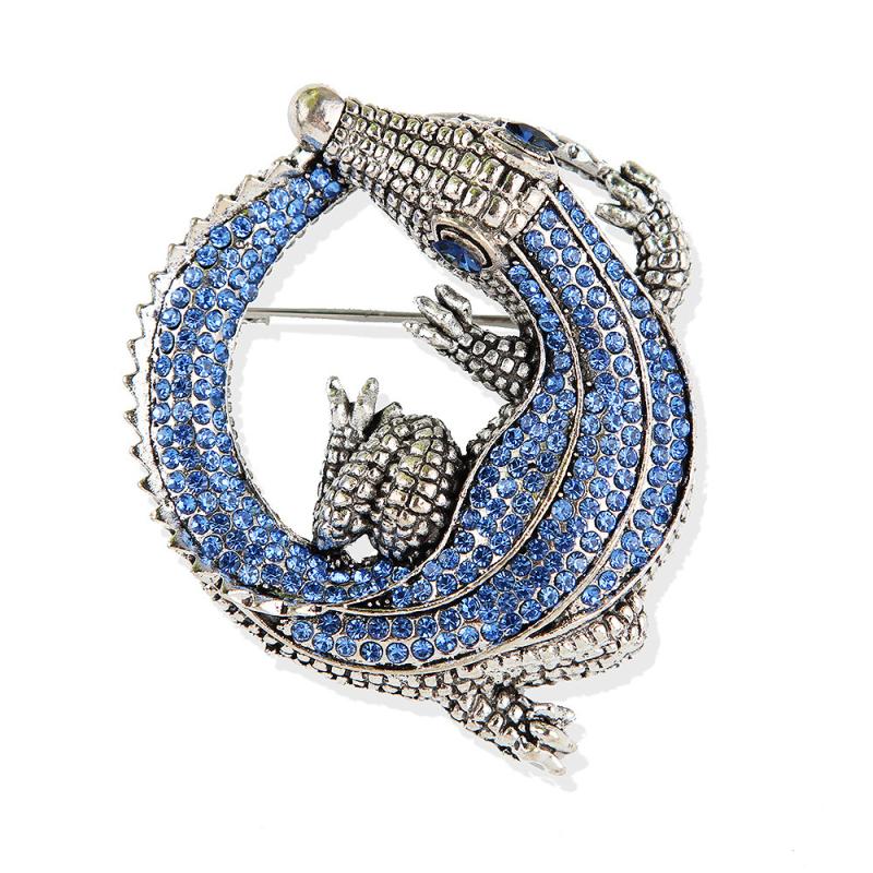 Модные винтажные броши из крокодиловой кожи со стразами для женщин, одежда, пальто, вечеринка, аксессуары, подарки