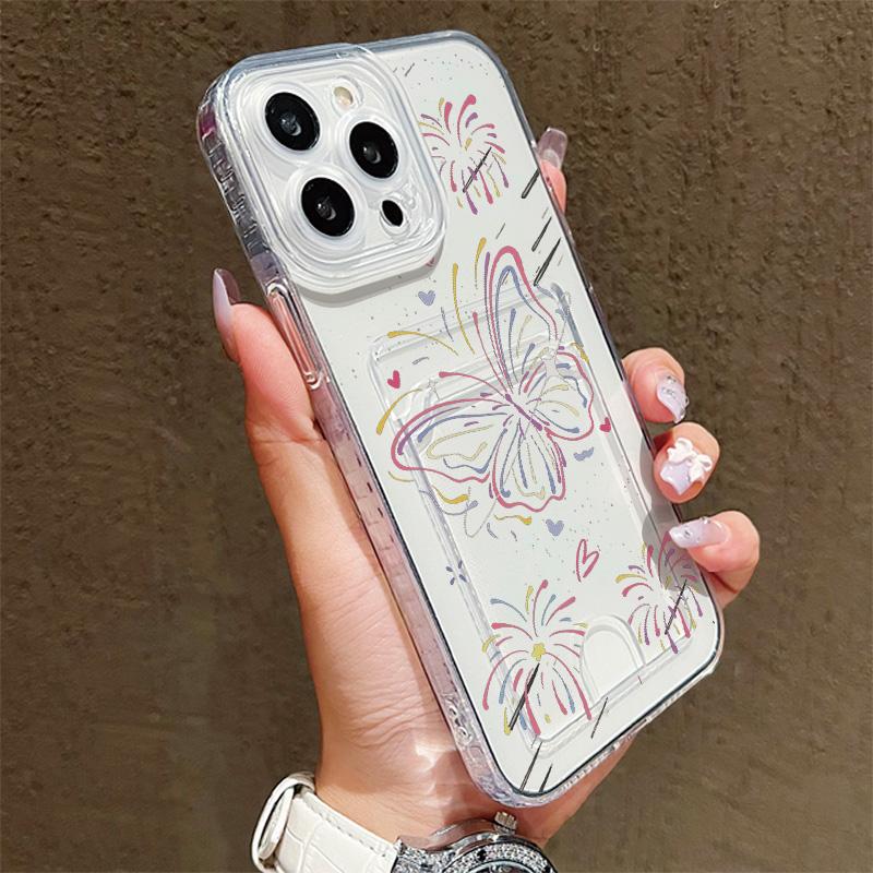 Силиконовый чехол-карман для карт для Oppo Reno 10 12 13 14 Samsung A16 A26 A36 Xiaomi Redmi Note 12 13 11 10 14 Прозрачный бампер для телефона