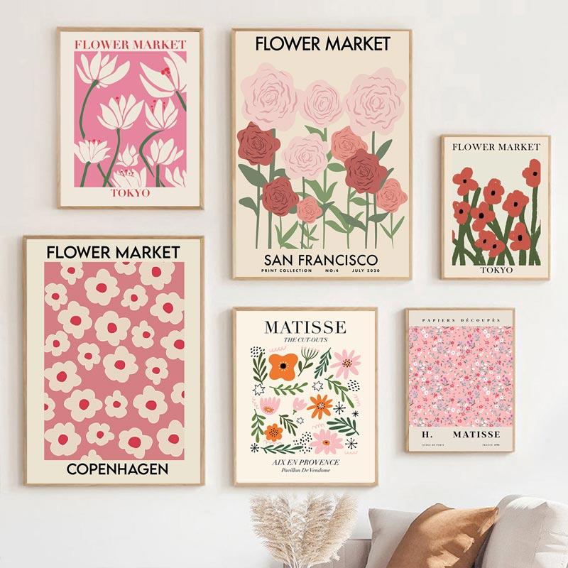 Abstract Flower Market Art Canvas Poster Aesthetic Matisse Painting Retro Floral Print Nordic Wall Picture for Living Room Decor