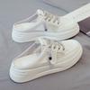 Fashion 2025 Summer Half-Drag Little White Shoes Womens Shoes Wear Lazy Ins Trendy Sandals Bag Head Fashion Slippers Zapatillas De Mujer