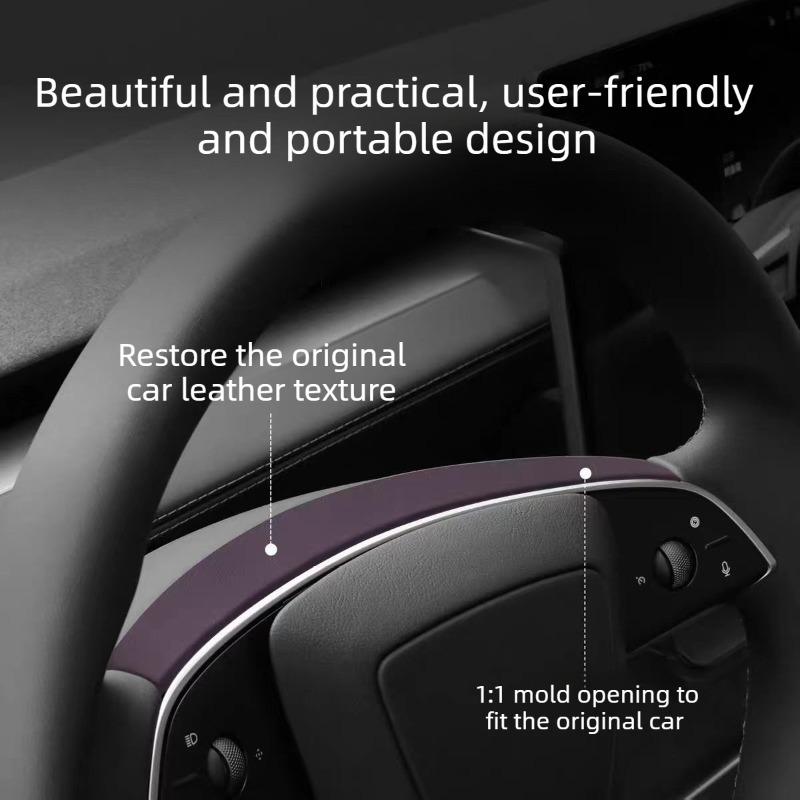 For Tesla Model 3 Highland/Model Y Juniper/Model Y L Anti-Dirty Leather Steering Wheel Decorative Sticker Interior Mod Parts