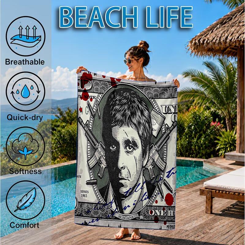 Scarface: Urban Art Beach Towel, Microfiber Beach Towel, Perfect For Pool, Beach, Travel, Home Decor Beach Party Fan gifts