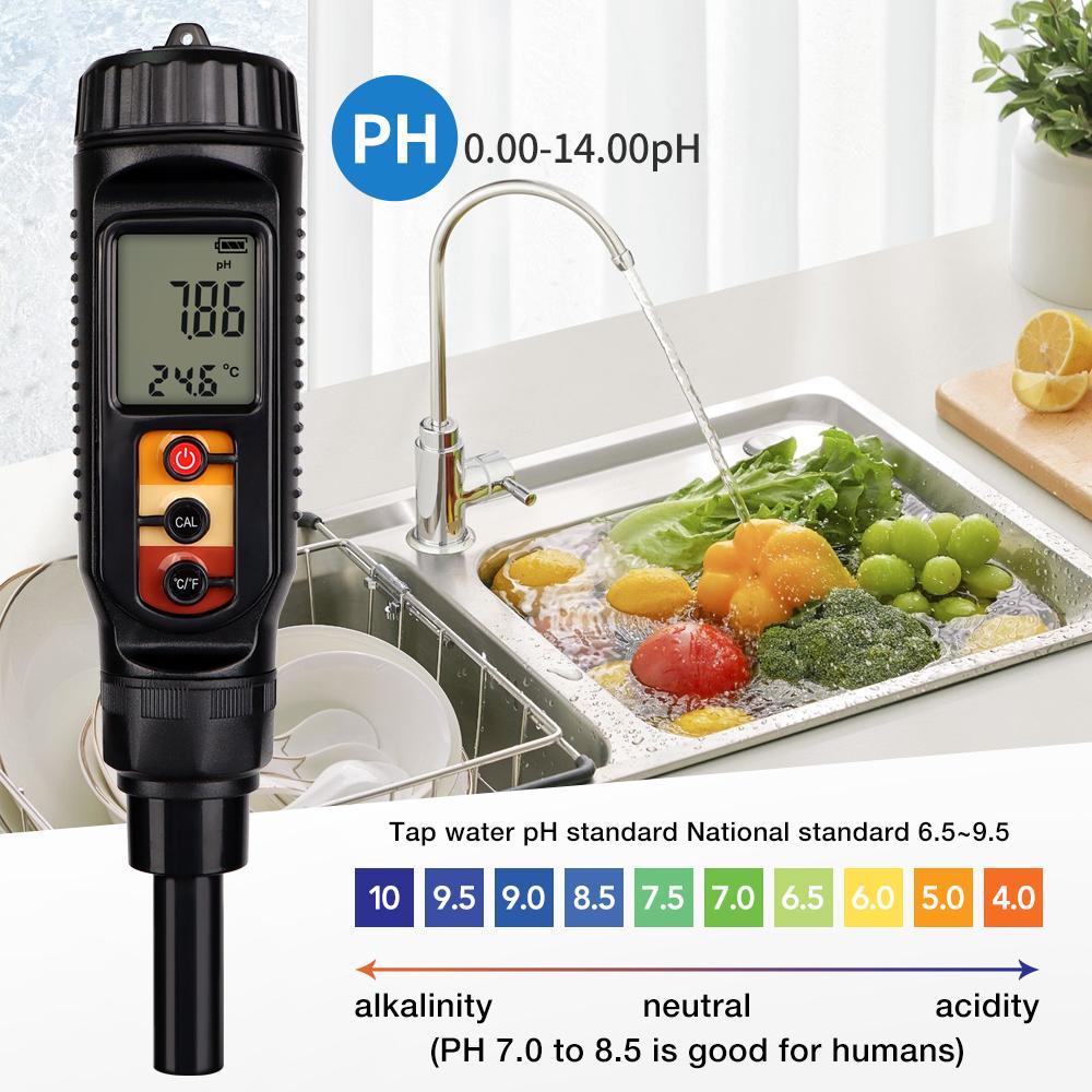 High Accuracy Food PH Meter 0.00~14.00pH Temp pH Tester Sensor Surface Acidity Analyzer for Meat Canning Cheese Dough Skin