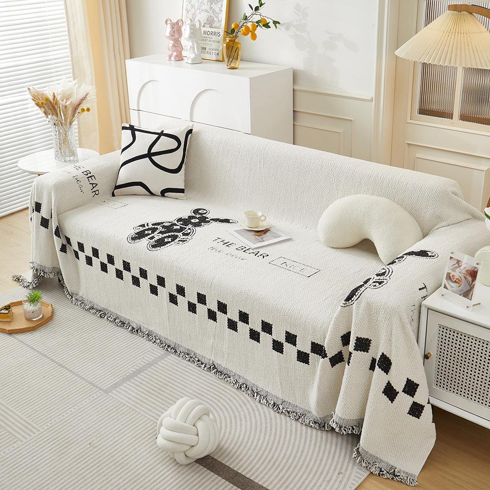 Anti-Scratching Sofa Cover Ins Style Sofa Cushion All-Inclusive Universal Cover Towel Half Plush Sofa Full Covered Blanket