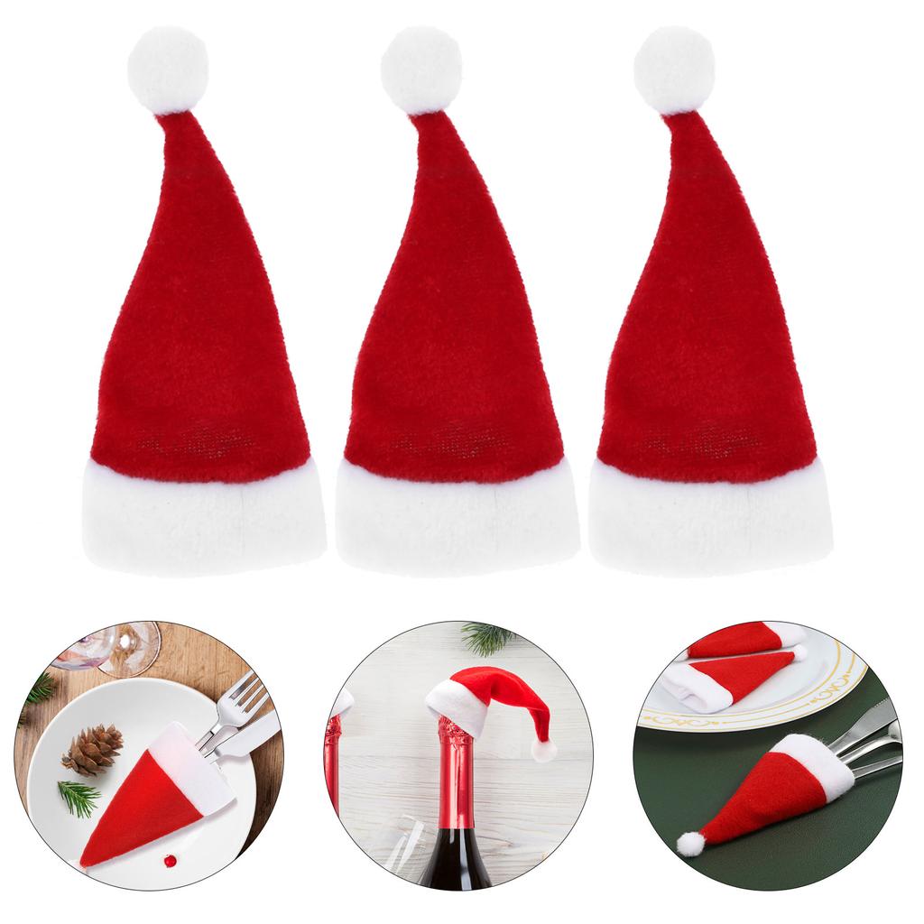 10 шт. Мини-колпак Санты, рождественская бутылка, леденец, украшения, рождественские украшения для вечеринки, елка, бархатная ткань, человек