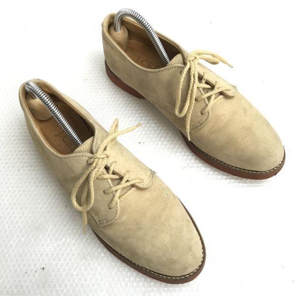 J.CREW USA made white bucks suede leather shoes beige 7.5M / 25.0-25.5(USED)