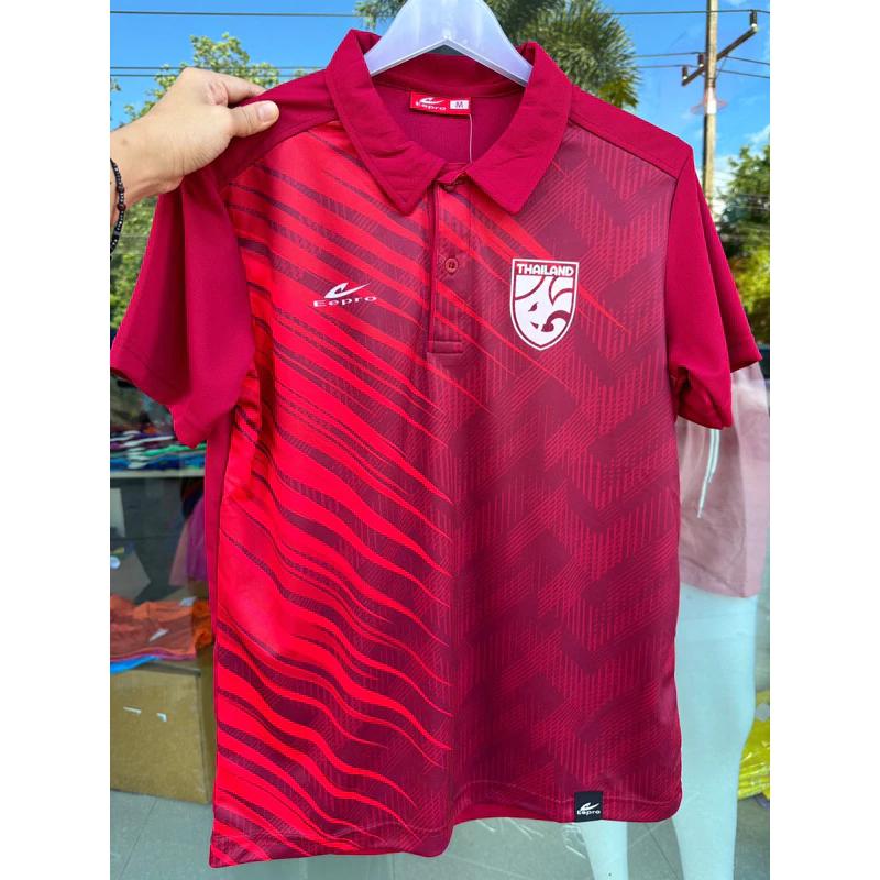 THAILAND National Football Soccer Training JERSEY Casual CHEER Print Quick Dry Shirt Polo Polyester Short Sleeve Uniform Elephant Logo Sport Outdoor