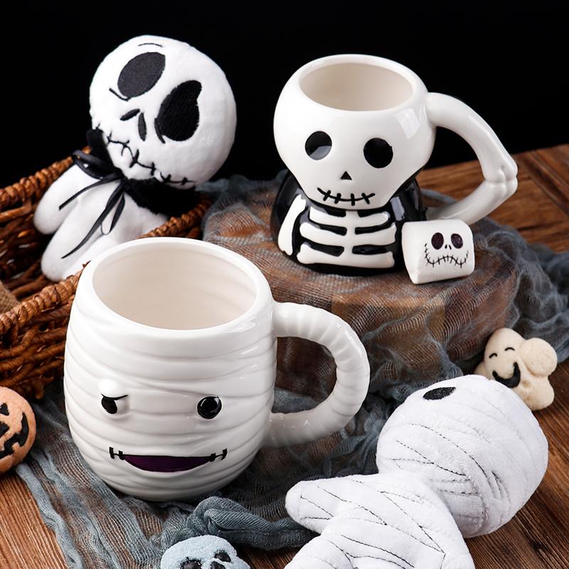 Кружка кофейная из каолиновой керамики с оригинальным 3D дизайном черепа, 7,8 унций, экологичная, идеальна для подарка на Хэллоуин, добавляет жуткую атмосферу вашему празднику