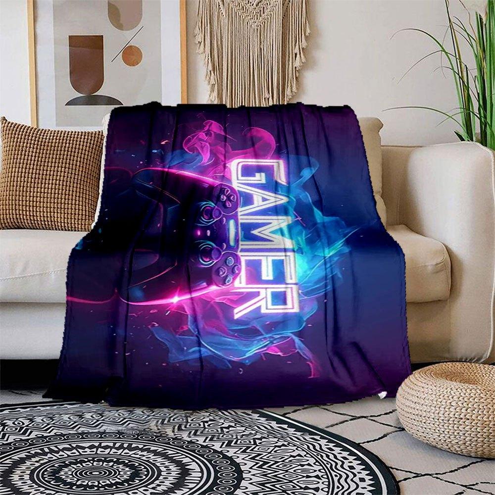 "Neon Gamer Controller Neon Sign Wall Art"Blanket Flannel Throw Blanket for Sofa, Bed, Travel, Camping, Office, Couch, Chair, And Bed Gift f