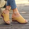 Women's Wedge Heel Thick Bottom Slippers Large Solid Fish Mouth Wedge Heel Elevated Casual Slippers