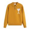 AMI New Polo Collar Knitted Sweater Jacquard Love Couple Woolen Sweater