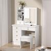 Vanity White Dressing Table with Sliding Mirror & Stool 4 Drawers Home High-end Bedroom Dressing Cabinet Integrated Small Apart