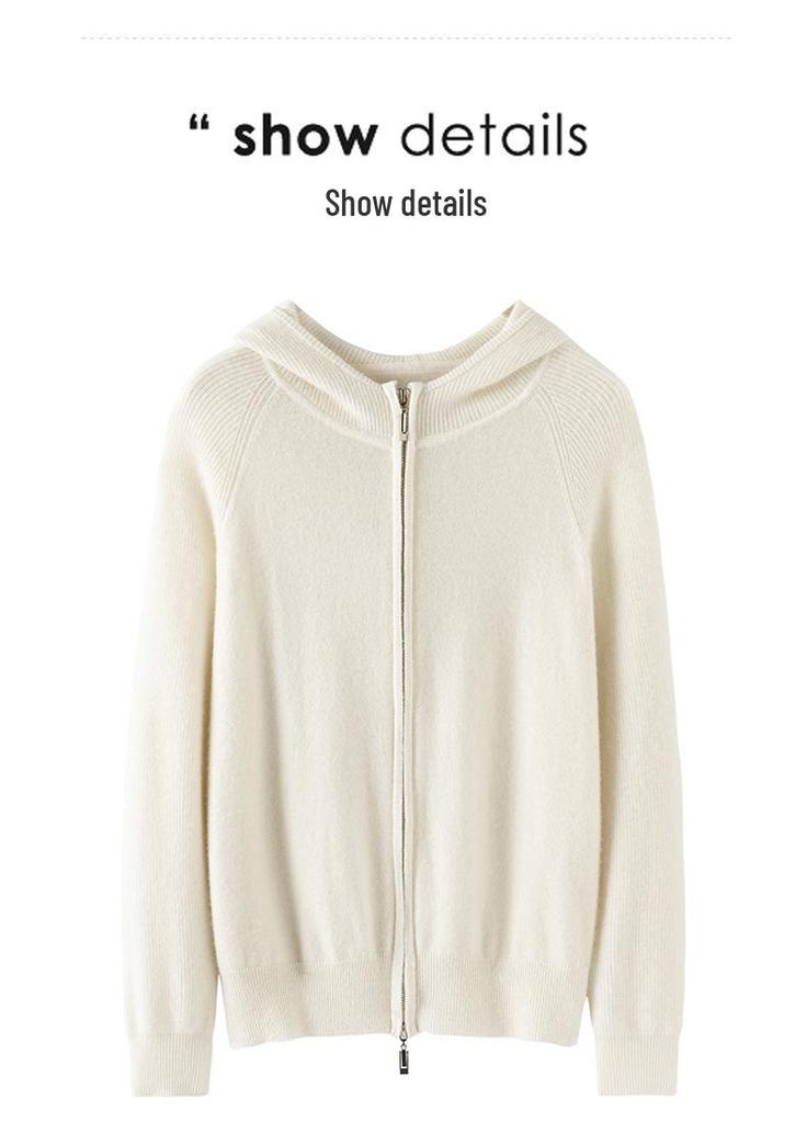 Women's 12-Gauge Pure Cashmere Hooded Cardigan Coat