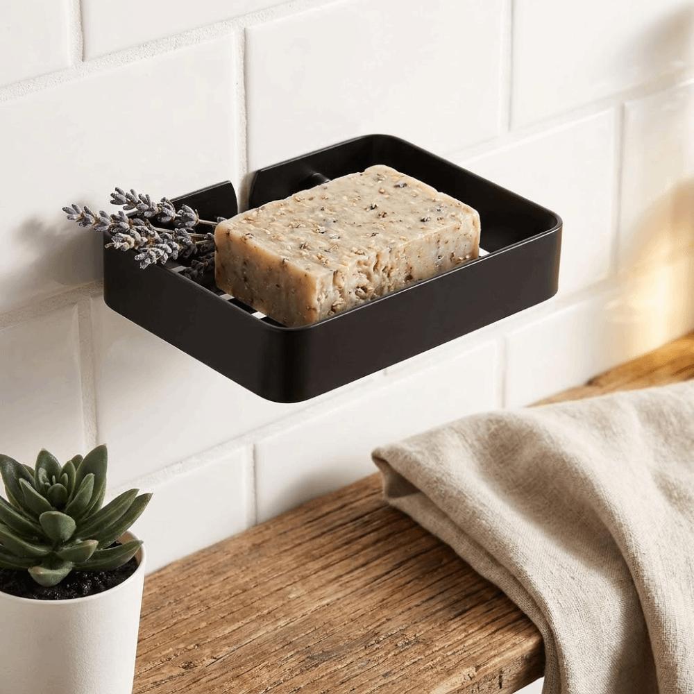 White Black Colors Wall Mounted Soap Rack Soap Drain Rack Toiletries Arrangement
