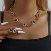 Ретро придворный стиль ожерелье с черным драгоценным камнем серьги атмосфера легкой роскоши высококлассная цепочка на ключицу женский набор цепочек для шеи
