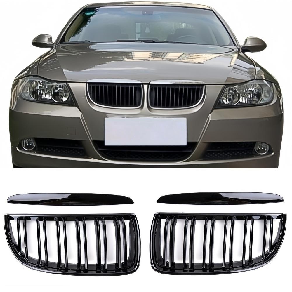 Для BMW E90 E91 M Grill Car Front Grille Kidney Double Slat Gloss Black 3 Series 323I 328I 335I 330I 325I 2005-2008 ABS Grilles