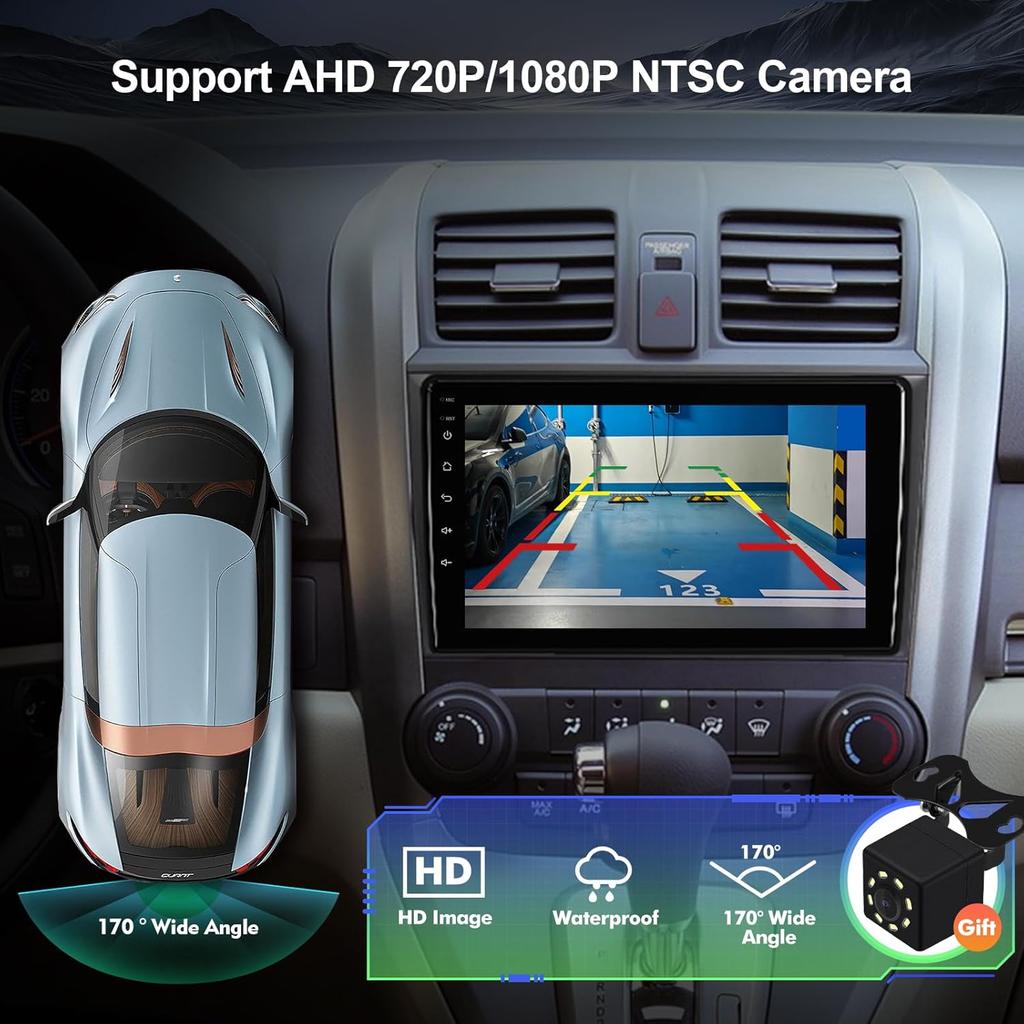 9-дюймовая IPS-сенсорная автомагнитола на Android 13 для Honda CR-V 2007-2011 с беспроводным CarPlay и Android Auto, GPS, WiFi, Bluetooth