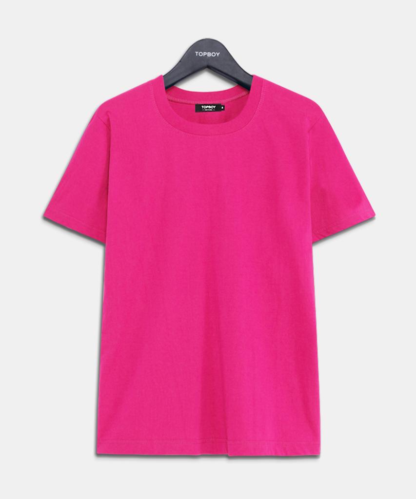 TOPBOY Basic Standard Fit Combed Cotton 30-Count Short Sleeve T-Shirt Hot Pink
