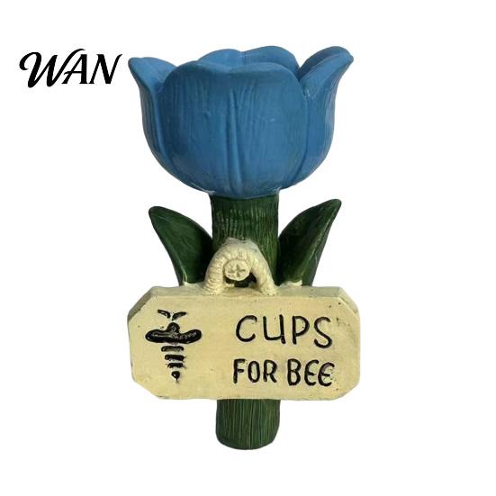 Outdoor Insect Water Bowl Cup Flower-Shaped Bee Watering Station Pollinator Hydration Eco-friendly Feeder for Bees Butterflies Garden Yard Decor