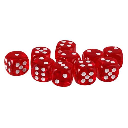 [Generic] Set of 10 Tabletop Role-Playing Game Acrylic Toy Six-Sided Dice, D6, 10 Colors - Red